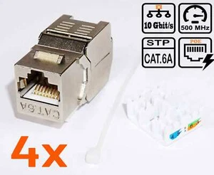 4x CAT.6A Keystone Jack Modul werkzeuglos RJ45 STP LAN Netzwerk Adapter 500 MHz - Bild 1 von 8