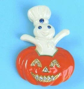 FS NIP Pillsbury Doughboy HALLOWEEN PUMPKIN PIN / BROOCH by Danbury Mint 2002 - Picture 1 of 3