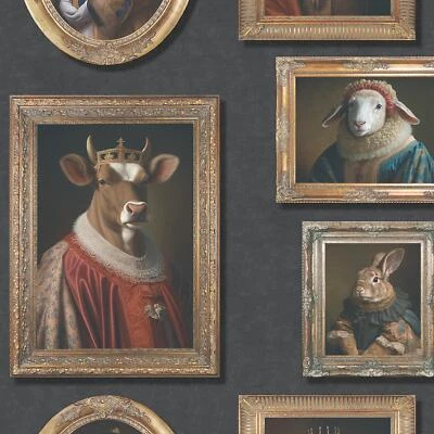 Papel pintado de animales reales 102575 retratos isabelinos multi carbón Muriva Foto 1 de 4