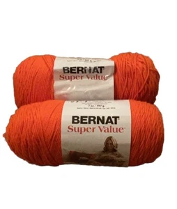 Bernat Super Value Yarn 7 Oz Acrylic Color 00615 Orange Carrot 2 Skeins - Picture 1 of 8