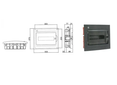 CENTRALINO COMPLETO PABLO QUADRO INCASSO BOCCHIOTTI B04109 NERO FUME' 12 MODULI