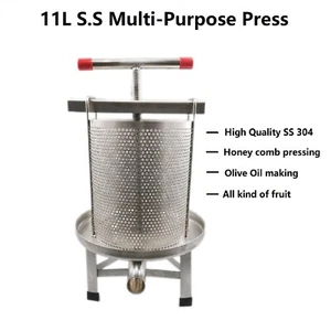 11L S.Steel S304 Muti-Purpose Press for Honeycomb Fruit Olive Free Filter bag - Picture 1 of 6