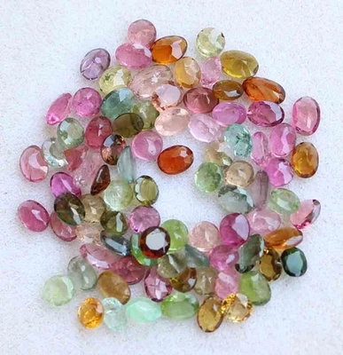 11.90 Ct Wholesale Lot 3*4 mm Faceted Cut Natural Multi Tourmaline Loose Gems 85 - Image 1 of 3
