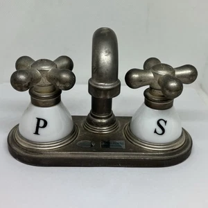 Vintage Stoneware Cracker Barrel Salt & Pepper Shakers Unique Look "Sink Faucet" - Picture 1 of 6