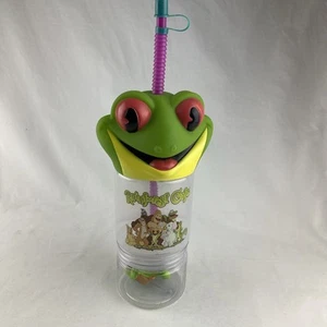 Rainforest Cafe Tree Frog 3D Head Travel Cup Water Bottle w/ Straw & Toy Figure - Picture 1 of 16
