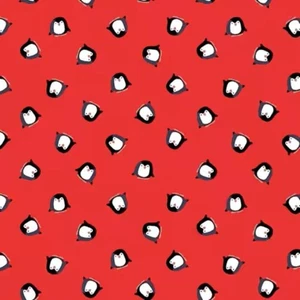 Baumwollstoff Pinguine Rot 1,2x1,5cm Artic Friends Öko-Tex Benartex ab 25x110cm - Bild 1 von 5