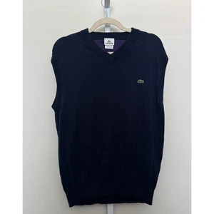 Lacoste Sweater Vest Men’s Size XL (6) Cotton V Neck Black Pull Over Preppy - Picture 1 of 6