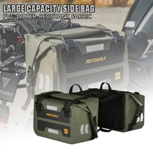 2 Pcs Motorcycle Side Pannier Bags 30L Waterproof Motor Saddlebag Travel Luggage - Picture 1 of 8