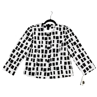 Investments Women’s Size 8 Black White Square Block Pattern Career Jacket NWT - Image 1 of 4