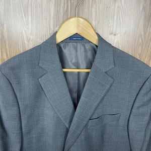 Stafford Sport Coat Mens 42S Gray Stretch Windowpane Double Vented Two Buttons - Picture 1 of 15
