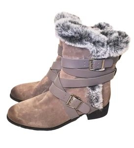 Botín de motocicleta para mujer Charles David Schmidt gris talla 8 bota forrada de piel sintética - Imagen 1 de 5