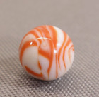 Vtg Christensen Agate Flame Marble 11/16in Opaque White Orange Swirls Very Nice!