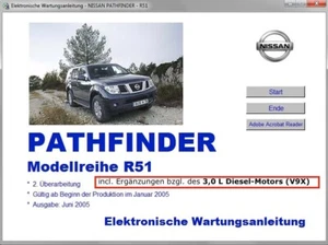Reparaturanleitung/Werkstatthandbuch Wartungsanleit. Nissan Pathfinder R51 v.USB - Bild 1 von 8