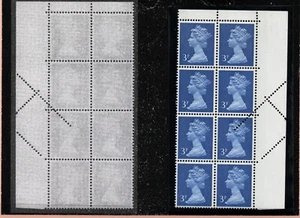 GB QEII 1971 3p corner block of 8 showing perf encroachment error  (1323) - Picture 1 of 1