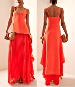 SIMKHAI Sequoia Deep-V-Neck Pleated Chiffon and Crepe Overlay Gown sz 4 $895 - Picture 1 of 20