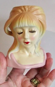 BEAUTIFUL VINTAGE COLLECTABLE PORCELAIN CLOSE EYES LADY HEAD VASE - Bild 1 von 9