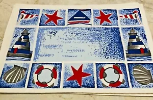 Red White Blue Nautical Placemats Lighthouse Sailboat Set of 4 Cotton 17 x 12 - Picture 1 of 4