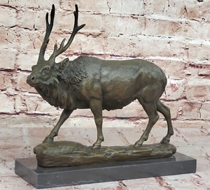 Estatua de mármol de bronce ciervo alce ciervo buck cazador vida silvestre arte montaña albergue cabaña - Imagen 1 de 10