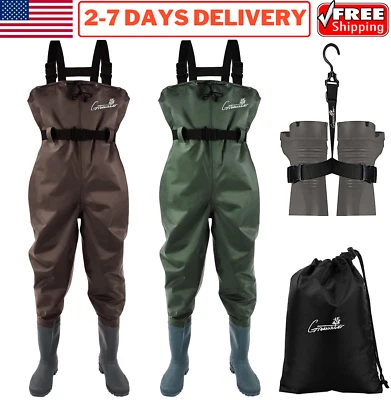 Leakproof Fishing Chest Waders Pants Waterproof 2ply Hunting Bootfoot Men Women - Image 1 of 4