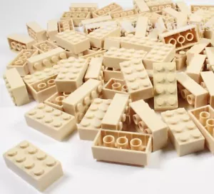 LEGO BRICKS 25 x TAN 2x4 Pin - From Brand New Sets Sent in a Clear Sealed Bag - Picture 1 of 3