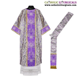 NEW Metallic Purple Deacon Dalmatic Vestment & Deacon's stole, American Dalmatic - Picture 1 of 1