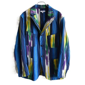 ENGINEERED GARMENTS Blue Multicolor Bedford Jacket 100% Cotton Made in USA Sz S - Picture 1 of 11
