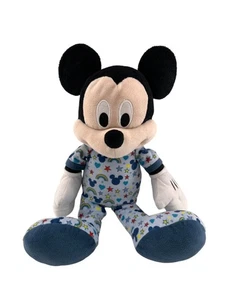 Disney Mickey Mouse Plush Toy 18" Blue Pajama Stars & Rainbows Design Starry - Picture 1 of 10
