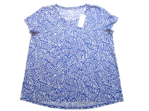LILLY PULITZER WOMEN’S sz XXL MARTINIQUE BLUE ZEE BEBE ETTA SCOOP T-SHIRT NEW - Picture 1 of 7