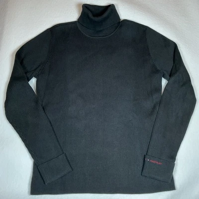 Vintage Tommy Hilfiger Black Ribbed Turtleneck Sweater - Women’s Large Cotton - Image 1 of 4