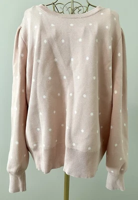 Adrianna Papell Suéter Tejido Top Blusa Camiseta Rosa Claro Lunares Plus 1X Foto 1 de 3