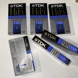 (6) Lot TDK Hi-Fi Extra High Grade T-120 Blank VHS Tapes Recordable Sealed - Picture 1 of 3