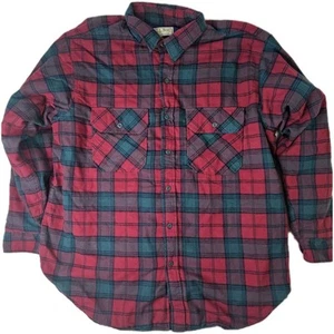 VTG LL Bean Timberline Red Quilt Lined Flannel Shirt Jacket USA Men's XL Shacket - Picture 1 of 14