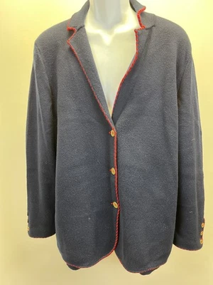 Talbots Sweater Women's Sz 2X Plus Dark Blue Pure Merino Wool Cardigan Coat - Image 1 of 4