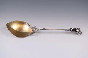 Stunning Antique Gorham Aesthetic Calla Lilly Pudding Spoon 10 1/2" c. 1865 - Picture 1 of 11