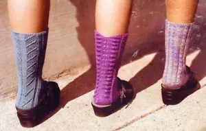LACE & CABLED WALKING AWAY SOCKS 3 PAIRS to KNIT by FIBER TRENDS - Picture 1 of 1