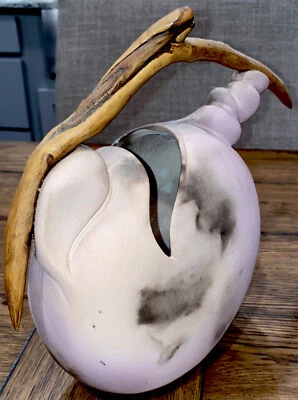 Jarro de cerâmica Jan Jacque e vaso de cerâmica de madeira escultura poço disparado 10”X11” - Imagem 1 de 4