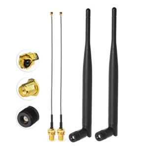 2pc Bingfu Dual Band WiFi 6dbi Antenna RP-SMA U.FL for Mini PCI Adapter - Picture 1 of 13