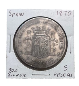 1870 SPAGNA 5 PESETAS KM-655 - Foto 1 di 2