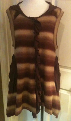 Cárdigan Suéter Chaleco Y2K One M Sin Mangas Boho Vino Volantes Frontal Con Capucha Foto 1 de 4