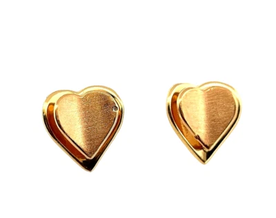 18K Rose & 18K Yellow Gold Double Heart Earrings - Image 1 of 4