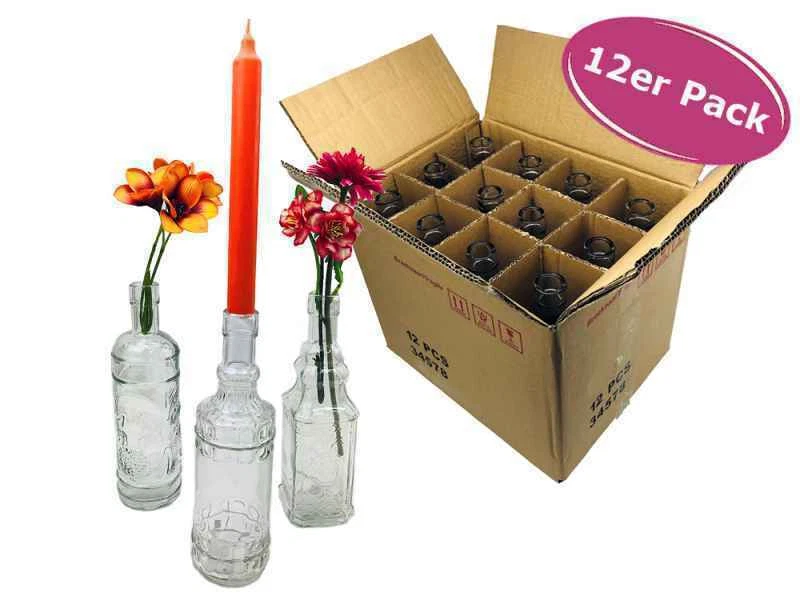 Kleine Vase "Amber", Kleine Glasvase , 12er Set - Glasflasche, Tischdekoration,  - Bild 1 von 1