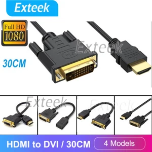 HDMI to DVI Cable Female Male DVI-D for LCD Monitor Computer PC DVD Cord Lead AU - Picture 1 of 14