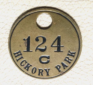 Vintage Golf Brass Baggage Tag or Caddie Badge: HICKORY PARK #124C - Picture 1 of 1