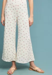 Nuevos con etiquetas Pantalones Capri Anthropologie $118 Pluma Hueso Pierna Ancha Talla 8-Envío rápido - Imagen 1 de 3