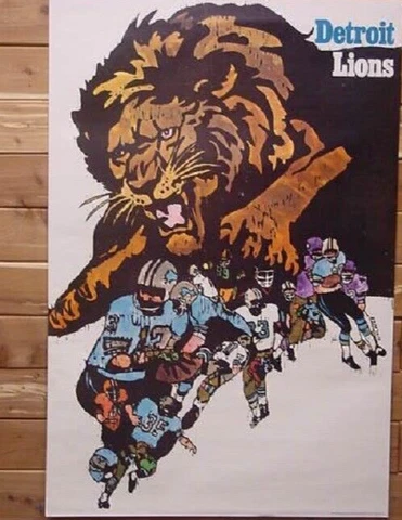 DETROIT LIONS Original 1968 NFL G Bartell 24x36 POSTER UNUSED UNROLLED NEW! Cover