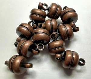 Clasp, Magnetic, 12 Antiqued Copper Plated Steel w/ 2mm Loops 260 Gauss Strong * - Picture 1 of 8