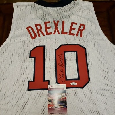 💥HOF💥🤩CLYDE🏀DREXLER🏀💥💥SIGNED"NEW"WHITE🤩JERSEY💥JSA💥COA & HOLOGRAM💥 - Image 1 of 4