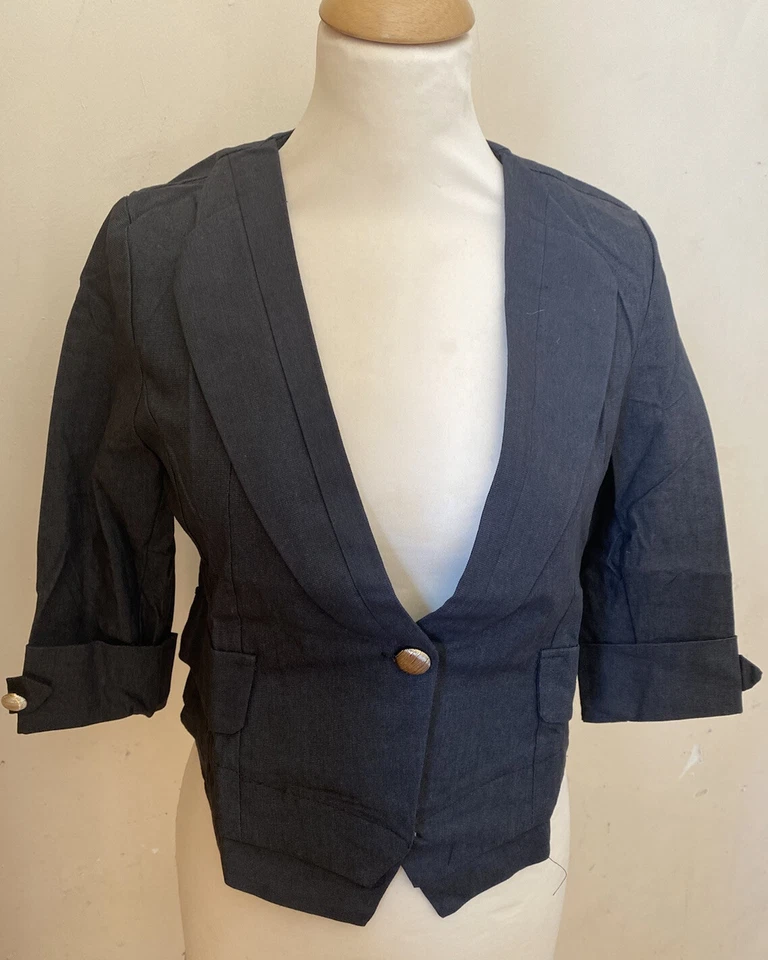 Womens Dark Grey Smart Blazer Size M Work Business Wear - Image 1 of 2