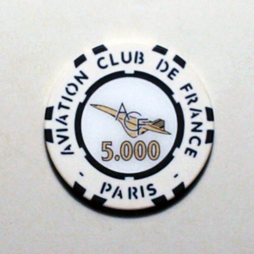X 1 - 5000 WPT TOKEN + ACF / AVIATION CLUB DE FRANCE - B&G - POKER CHIP CASINO - Image 1 of 1