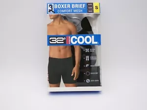 32 DEGREES Underwear Size Small COOL 2 PACK BOXER BRIEF COMFORT MESH BLACK! - Picture 1 of 2